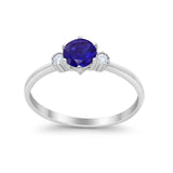 Three Stone Art Deco Wedding Engagement Ring Round Cubic Zirconia 925 Sterling Silver