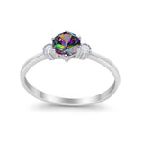 Three Stone Art Deco Wedding Engagement Ring Round Cubic Zirconia 925 Sterling Silver