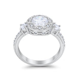 Art Deco Wedding Engagement Ring Round Cubic Zirconia 925 Sterling Silver