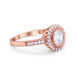 Art Deco Wedding Engagement Ring Round Bezel Cubic Zirconia 925 Sterling Silver