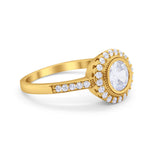 Art Deco Wedding Engagement Ring Round Bezel Cubic Zirconia 925 Sterling Silver