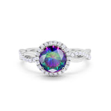 Halo Art Deco Infinity Shank Wedding Engagement Ring Round Cubic Zirconia 925 Sterling Silver