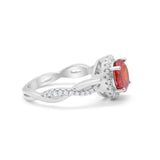 Halo Art Deco Infinity Shank Wedding Engagement Ring Round Cubic Zirconia 925 Sterling Silver