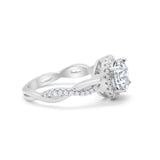 Halo Art Deco Infinity Shank Wedding Engagement Ring Round Cubic Zirconia 925 Sterling Silver