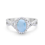 Infinity Shank Art Deco Halo Ring Oval Round Cubic Zirconia 925 Sterling Silver