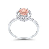 Halo Art Deco Wedding Engagement Ring Round Cubic Zirconia 925 Sterling Silver