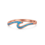 Wave Ring Band Simulated Opal 925 Sterling Silver Wave Ocean Summer