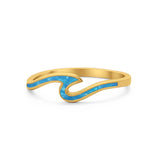 Wave Ring Band Simulated Opal 925 Sterling Silver Wave Ocean Summer