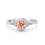 Floral Art Deco Wedding Engagement Ring Round Cubic Zirconia 925 Sterling Silver