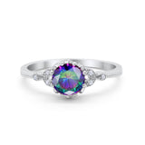 Floral Art Deco Wedding Engagement Ring Round Cubic Zirconia 925 Sterling Silver