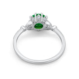 Floral Art Deco Wedding Engagement Ring Round Cubic Zirconia 925 Sterling Silver