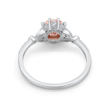 Floral Art Deco Wedding Engagement Ring Round Cubic Zirconia 925 Sterling Silver