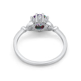 Floral Art Deco Wedding Engagement Ring Round Cubic Zirconia 925 Sterling Silver
