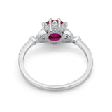 Floral Art Deco Wedding Engagement Ring Round Cubic Zirconia 925 Sterling Silver