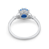 Floral Art Deco Wedding Engagement Ring Round Cubic Zirconia 925 Sterling Silver