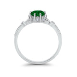 Floral Art Deco Wedding Engagement Ring Round Cubic Zirconia 925 Sterling Silver