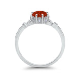 Floral Art Deco Wedding Engagement Ring Round Cubic Zirconia 925 Sterling Silver