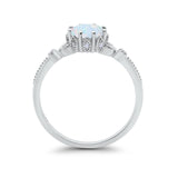 Floral Art Deco Wedding Engagement Ring Round Cubic Zirconia 925 Sterling Silver
