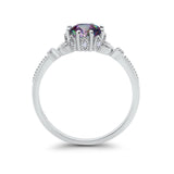 Floral Art Deco Wedding Engagement Ring Round Cubic Zirconia 925 Sterling Silver