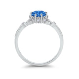 Floral Art Deco Wedding Engagement Ring Round Cubic Zirconia 925 Sterling Silver