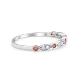 Half Eternity Wedding Ring Art Deco Simulated Cubic Zirconia 925 Sterling Silver