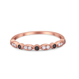 Half Eternity Wedding Ring Art Deco Simulated Cubic Zirconia 925 Sterling Silver