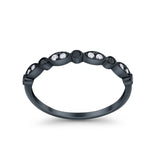Half Eternity Wedding Ring Art Deco Simulated Cubic Zirconia 925 Sterling Silver