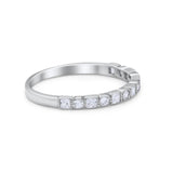 Half Eternity Art Deco Wedding Band for Ring Round 925 Sterling Silver