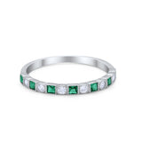 Half Eternity Art Deco Wedding Band for Ring Round 925 Sterling Silver