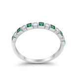 Half Eternity Art Deco Wedding Band for Ring Round 925 Sterling Silver
