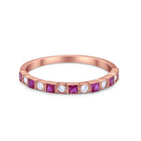 Half Eternity Art Deco Ring Round 925 Sterling Silver