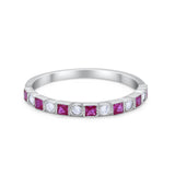 Half Eternity Art Deco Wedding Band for Ring Round 925 Sterling Silver