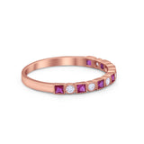 Half Eternity Art Deco Ring Round 925 Sterling Silver