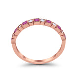 Half Eternity Art Deco Ring Round 925 Sterling Silver