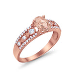 Art Deco Wedding Ring Oval Simulated Cubic Zirconia 925 Sterling Silver