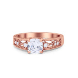 Art Deco Cushion Wedding Engagement Ring Round Cubic Zirconia 925 Sterling Silver