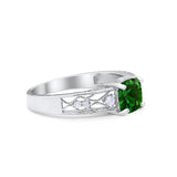 Art Deco Cushion Wedding Engagement Ring Round Cubic Zirconia 925 Sterling Silver