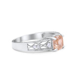Art Deco Cushion Wedding Engagement Ring Round Cubic Zirconia 925 Sterling Silver