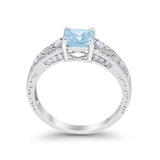 Art Deco Cushion Wedding Engagement Ring Round Cubic Zirconia 925 Sterling Silver