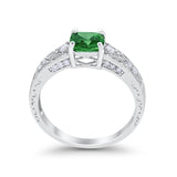 Art Deco Cushion Wedding Engagement Ring Round Cubic Zirconia 925 Sterling Silver