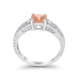 Art Deco Cushion Wedding Engagement Ring Round Cubic Zirconia 925 Sterling Silver