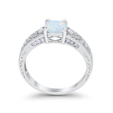 Art Deco Cushion Wedding Engagement Ring Round Cubic Zirconia 925 Sterling Silver