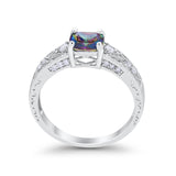 Art Deco Cushion Wedding Engagement Ring Round Cubic Zirconia 925 Sterling Silver