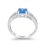Art Deco Cushion Wedding Engagement Ring Round Cubic Zirconia 925 Sterling Silver