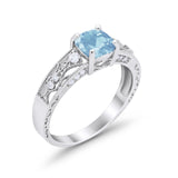 Art Deco Cushion Wedding Engagement Ring Round Cubic Zirconia 925 Sterling Silver