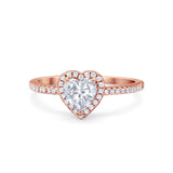 Halo Art Deco Heart Promise Ring Round Cubic Zirconia 925 Sterling Silver