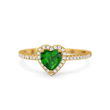 Halo Art Deco Heart Promise Ring Round Cubic Zirconia 925 Sterling Silver
