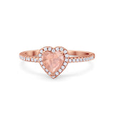 Halo Art Deco Heart Promise Ring Round Cubic Zirconia 925 Sterling Silver