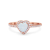 Halo Art Deco Heart Promise Ring Round Cubic Zirconia 925 Sterling Silver