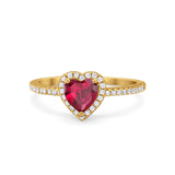 Halo Art Deco Heart Promise Ring Round Cubic Zirconia 925 Sterling Silver